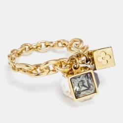 مملوكة مسبقًا خاتم لوي فيتون غامبل كريستال لون ذهبي مقاس كبير