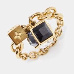 مملوكة مسبقًا خاتم لوي فيتون غامبل كريستال لون ذهبي مقاس كبير