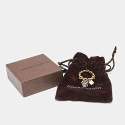 مملوكة مسبقًا خاتم لوي فيتون غامبل كريستال لون ذهبي مقاس كبير