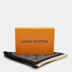 Pre Owned وشاح لوي فيتون صوف وحرير مونوغرامي بيج وأسود