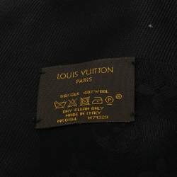 مملوكة مسبقًا وشاح لوي فيتون حرير صوف مونوغرامي أسود