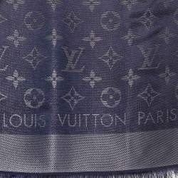 مملوكة مسبقًا وشاح لوي فيتون مونوغرام لامع أزرق ميدنايت