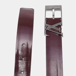 مملوكة مسبقًا حزام لوي في تون جلد أمارانت لامع بإبزيم 90 سم