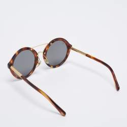 Pre Owned Louis Vuitton Tortoise Brown Z1053W Round Sunglasses