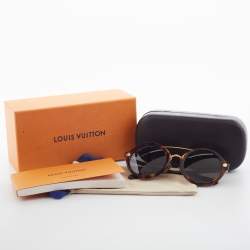 Pre Owned Louis Vuitton Tortoise Brown Z1053W Round Sunglasses