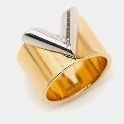 Pre Owned Louis Vuitton Essential V Two Tone Metal Ring M