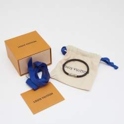 Pre Owned Louis Vuitton Keep It Black Canvas Silver Tone Metal Bracelet