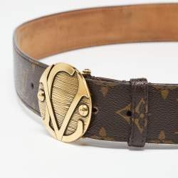 مملوكة مسبقًا Louis Vuitton Monogram Canvas Round Logo Plaque Buckle Belt 90CM