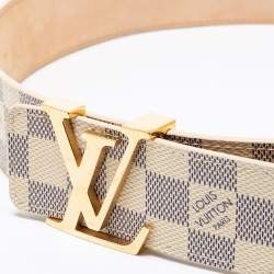 Pre Owned Louis Vuitton Damier Azur Canvas LV Initiales Belt 80CM