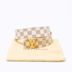 Pre Owned Louis Vuitton Damier Azur Canvas LV Initiales Belt 80CM