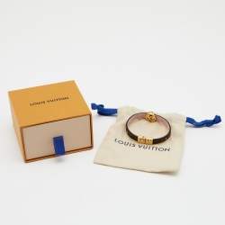 مملوكة مسبقًا Louis Vuitton LV Circle Monogram Canvas And Leather Gold Tone Reversible Bracelet