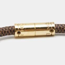 Pre Owned Louis Vuitton Keep It Damier Ebene Canvas Gold Tone Bracelet