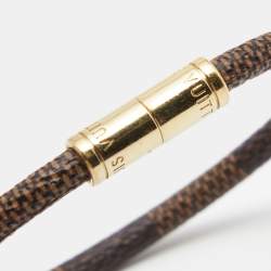 Pre Owned Louis Vuitton Keep It Damier Ebene Canvas Gold Tone Bracelet