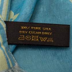 Pre Owned Louis Vuitton Blue & Yellow Monogrammed Silk Scarf