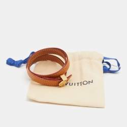 Pre Owned Louis Vuitton Tan Brown Leather Box It Triple Tour Bracelet 17