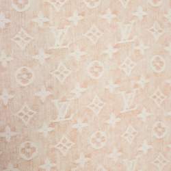 Pre Owned Louis Vuitton Pale Pink & Gold Monogram Print Silk Scarf