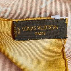 Pre Owned Louis Vuitton Pale Pink & Gold Monogram Print Silk Scarf