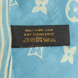 Pre Owned Louis Vuitton Blue & Yellow Monogram Jacquard Silk Scarf