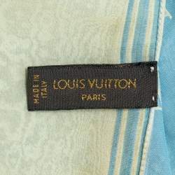 Pre Owned Louis Vuitton Blue & Yellow Monogram Jacquard Silk Scarf