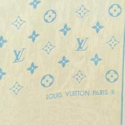 Pre Owned Louis Vuitton Blue & Yellow Monogram Jacquard Silk Scarf