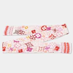 Pre Owned وشاح لوي فيتون حرير مطبوع مورد مونوغرامي متعدد الألوان