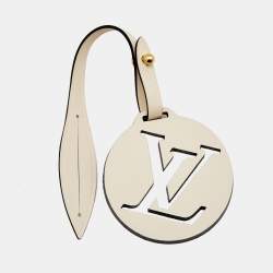 Pre Owned Louis Vuitton Beige Leather Round Bag Charm