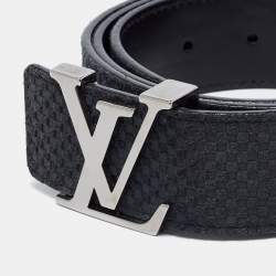 Pre Owned Louis Vuitton Black Mini Damier Suede LV Initiales Belt 90CM