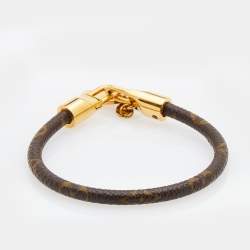 Pre Owned Louis Vuitton Monogram Luck It Brown Canvas Gold Tone Charm Bracelet