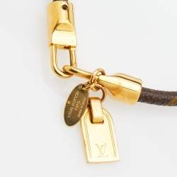 Pre Owned Louis Vuitton Monogram Luck It Brown Canvas Gold Tone Charm Bracelet