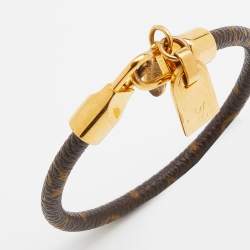 Pre Owned Louis Vuitton Monogram Luck It Brown Canvas Gold Tone Charm Bracelet