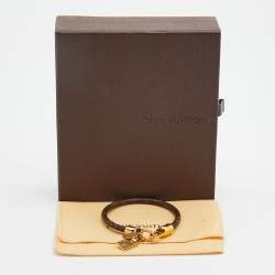 Pre Owned Louis Vuitton Monogram Luck It Brown Canvas Gold Tone Charm Bracelet
