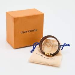Pre Owned Louis Vuitton Brown Canvas Nano Monogram Bracelet Size 17