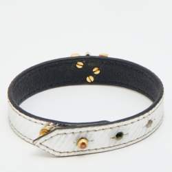 Pre Owned Louis Vuitton Silver Epi Leather Twist It Wrap Bracelet 