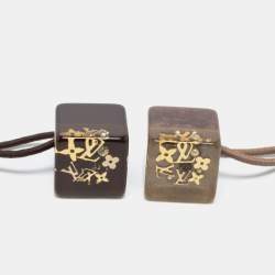Louis Vuitton Praline Brown Resin Inclusion Hair Cubes Set of 2