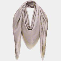 Pre Owned Louis Vuitton Greige Monogram Shine Shawl