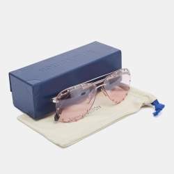 Pre Owned Louis Vuitton Silver Tone/Pink LV Studded The Party Pilot Sunglasses