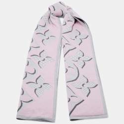 Pre Owned Louis Vuitton Pink Giant Pop Monogram Intarsia Wool Muffler 