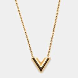 Pre Owned Louis Vuitton Essential V Gold Tone Necklace