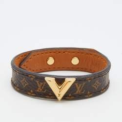 Pre Owned Louis Vuitton Brown Monogram Coated Leather Essential V Bracelet