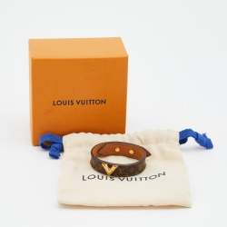Pre Owned Louis Vuitton Brown Monogram Coated Leather Essential V Bracelet