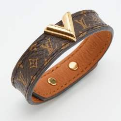 Pre Owned Louis Vuitton Brown Monogram Coated Leather Essential V Bracelet