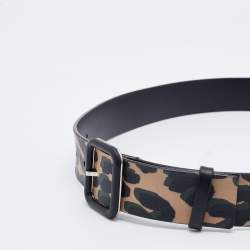 Pre Owned Louis Vuitton Multicolor Leopard Print Leather Buckle Belt 80 CM