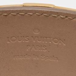 Pre Owned Louis Vuitton Beige Leather So LV Cuff Bracelet 17