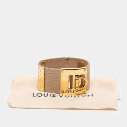 Pre Owned Louis Vuitton Beige Leather So LV Cuff Bracelet 17