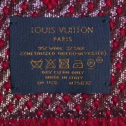 Pre Owned Louis Vuitton Red Logomania Wool & Silk Shine Scarf