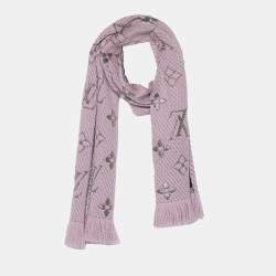 Louis Vuitton Pink Logomania Wool & Silk Shine Scarf
