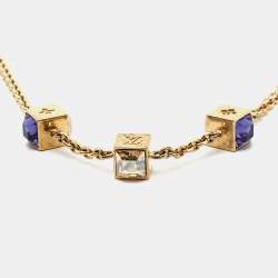Pre Owned Louis Vuitton Gold Tone Gamble Crystal Necklace