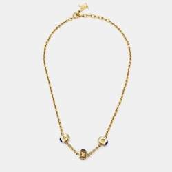 Pre Owned Louis Vuitton Gold Tone Gamble Crystal Necklace
