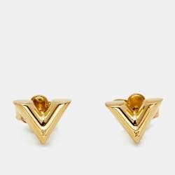 Louis Vuitton Essential V Stud Earrings Silver Metal