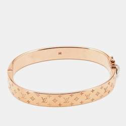 Pre Owned Louis Vuitton Rose Gold Tone Nanogram Cuff Bracelet M